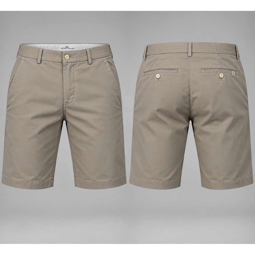 Peter Millar Crown Crafted Golf Chino Shorts Mens 36x8 Khaki Performance